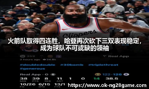 火箭队取得四连胜,哈登再次砍下三双表现稳定,成为球队不可或缺的领袖